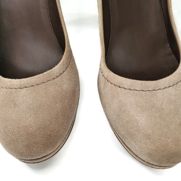 J. Crew Coddington Taupe Shimmer Suede Leather Platform Pumps Made in Italy - Picture 6 of 15
